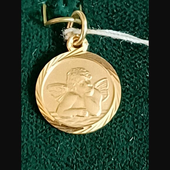 Orin Jewelers 14k Gold Angel Charilo .75" Long Pendant New - Picture 1 of 8
